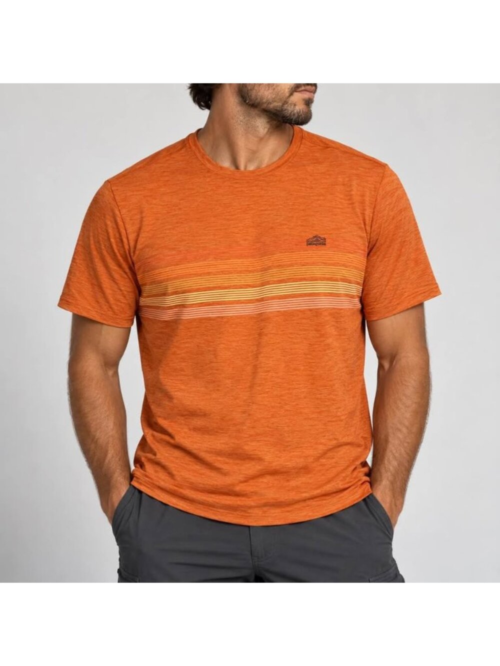 Patagonia Capilene Cool Daily Men’s Medium Orange Stripe Shirt